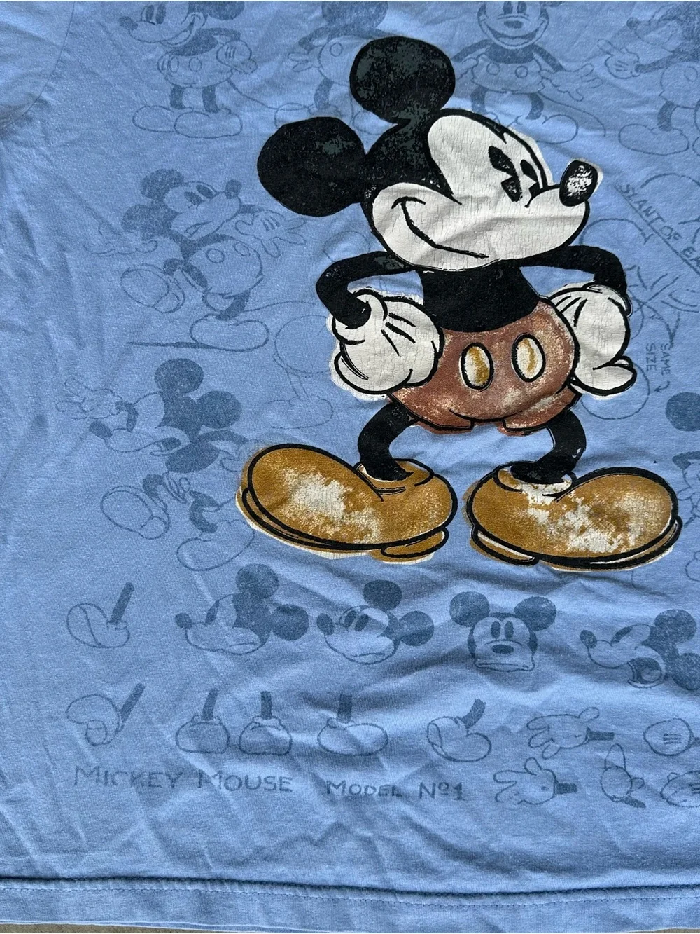 Disney Light Blue Mickey Mouse Graphic Tee Large
